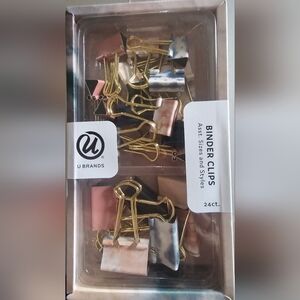 Gold and Pink Binder Clips